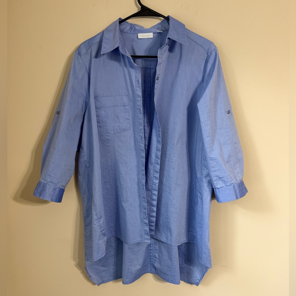 New York & Co. High Low Button Down Lapel Neck Oversized Loose Fit Shirt
Size L